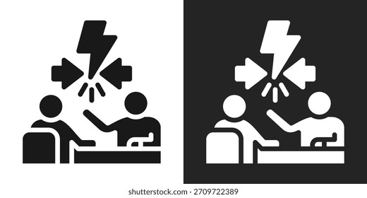 Conflict Resolution Icon In Black And White Glyph Style