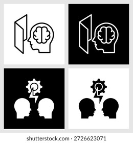 Icono de resolución de conflictos con fondo blanco y negro