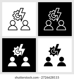 Icono de resolución de conflictos con fondo blanco y negro