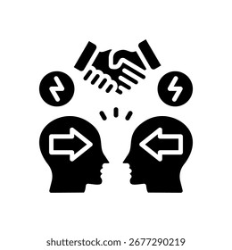 Icono de resolución de conflictos Ilustración vectorial de glifos