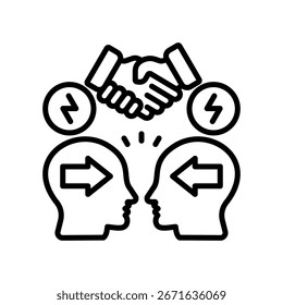 Ilustración vectorial de línea de icono de resolución de conflictos