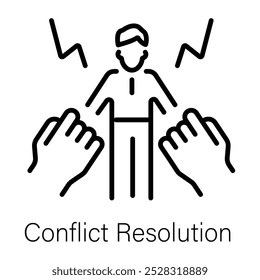Icono de resolución de conflictos en estilo lineal 