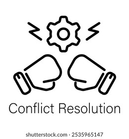 Ícone de resolução de conflito em estilo linear 