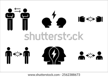 Conflict resolution icon set. Human resources management. vector illustration on white background