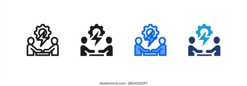 Conflict Resolution Meeting icon multiple style collection. Vector illustration.