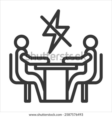 Conflict Resolution Outline Icon Vector Illustration