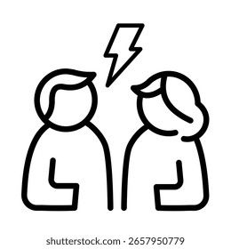 Conflict resolution, relationship tension, argument - vector icon	