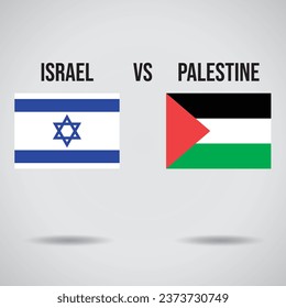 Conflict and Tension Between Palestine and Israel, Palestine and Israel Flag flat vector illustration