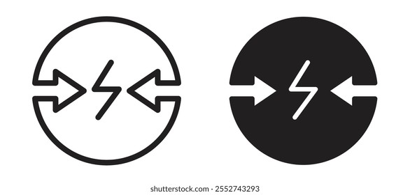 Conflict vector icon set black filled and outlined style.