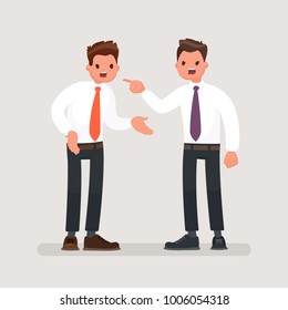 Conflict At Work. Office Workers To Fight. Business Discord. Vector Illustration In A Flat Style
