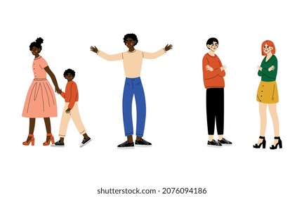 Conflicting Parents Arguing with Each Other Scolding and Shouting at Each Other Vector Set