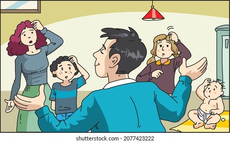 Conflictos en la familia, malentendidos, problemas en el concepto de comunicación.