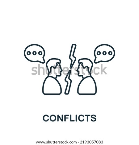 Conflicts icon. Line simple Psychology icon for templates, web design and infographics