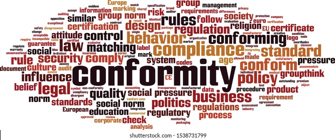 Conformity word cloud concept. Collage made of words about conformity. Vector illustration 