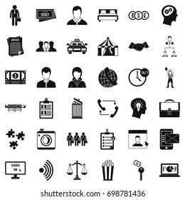 Conformity in work icons set. Simple style of 36 conformity in work vector icons for web isolated on white background