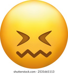 Confounded emoji. Confused emoticon with jagged mouth.