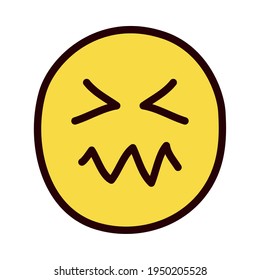 confounded emoji face on background