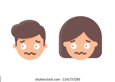 Confounded emoji male and female character