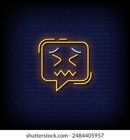 confounded emoji symbol neon sign vector