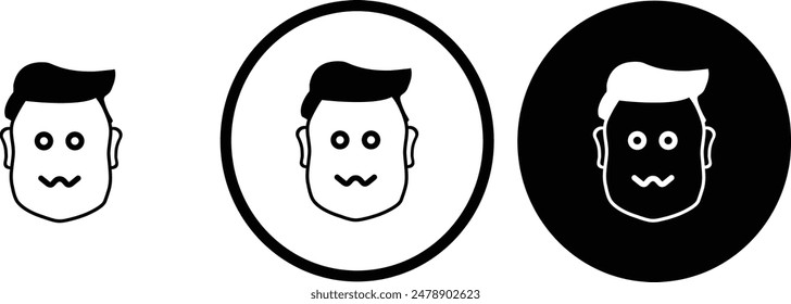 confounded emotion icon black outline for web site design 
and mobile dark mode apps 
Vector illustration on a white background