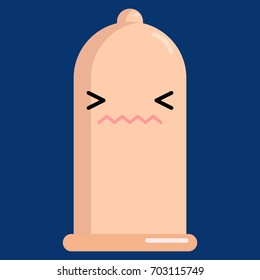 Confounded face condom emoji vector illustration. Flat style design. Colorful graphics