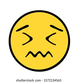 Confounded Face Doodle Emoji. Vector illustration