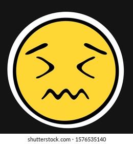 Confounded Face Doodle Emoji. Vector illustration