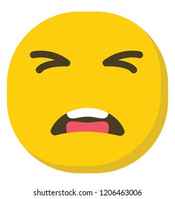 
Confounded face emoji flat icon image 

