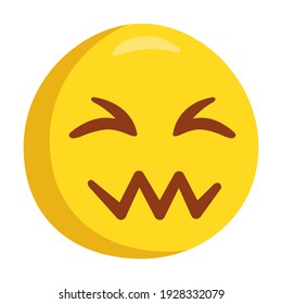 Ilustración De Icono De Face Emoji Confundida. Diseño Emoticon de símbolo de vectores de boca silencioso.