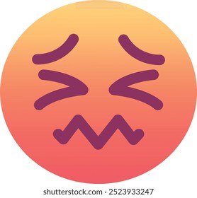 Ícone de emoji de rosto confuso. Cores modernas, elemento popular que representa confusão e frustração, frequentemente usadas nas mídias sociais. Emoticon, elemento isolado.