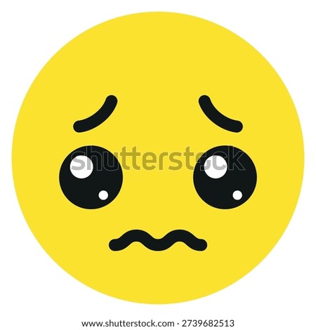Confounded face emoji. Yellow round symbol of frustration and sadness