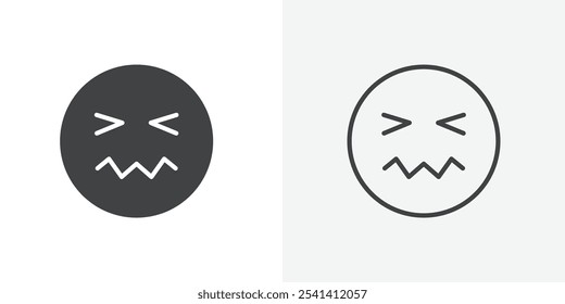 Confounded face icon flat and simple set design