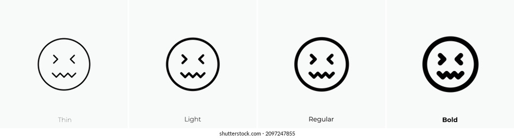 confounded face icon. Thin, Light Regular And Bold style design isolated on white background