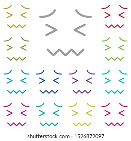 Confounded, face multi color icon. Simple thin line, outline vector of emotion icons for ui and ux, website or mobile application