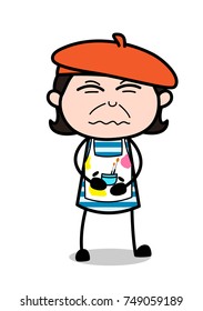 Confounded Painful Face Expression - Cartoon Artist Vector Illustration