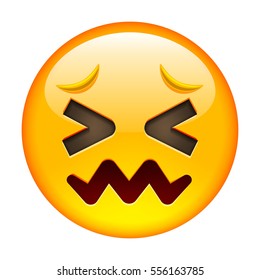 Confounded Unhappy Smile of Emoticon. Confused Smile Icon. Yellow Emoji. Isolated Illustration on White Background