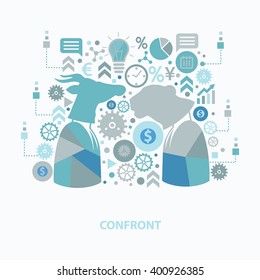 
Confront concept design on clean background,vector