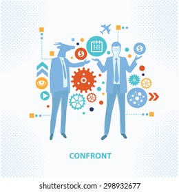 Confront concept design,on clean background,business concept,clean vector