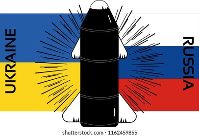 The confrontation between Russia and Ukraine. Vector.