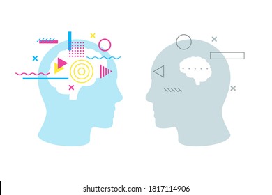 Confrontation between smart and stupid brain concept. Competition between well read intellect and weak mind motivation for knowledge and development of mental vector abilities
