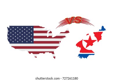 The confrontation between the United States of America and North Korea.
Flag of the USA and Korea on a white background. Flat vector illustration EPS 10
