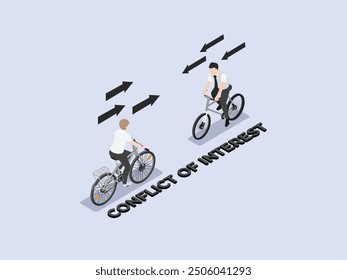 Confrontation, different opinion. Competitiveness symbol 3d isometric vector illustration