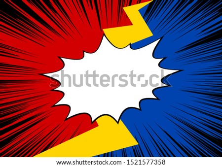 confrontation image illustration of thunder bolt and comic speech bubble