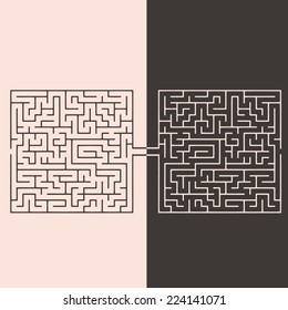 Confrontation labyrinths, the idea of opposition opinions. Vector illustration.
