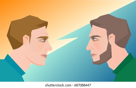 Confrontation of male enemies