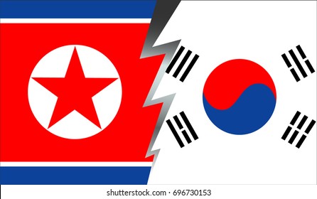 Confrontation of North and South Korea. Separation in the middle of a gradient lightning.