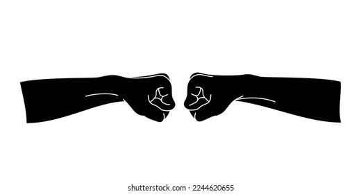 Confrontation two hands clenched into a fist silhouette. Vector illustration