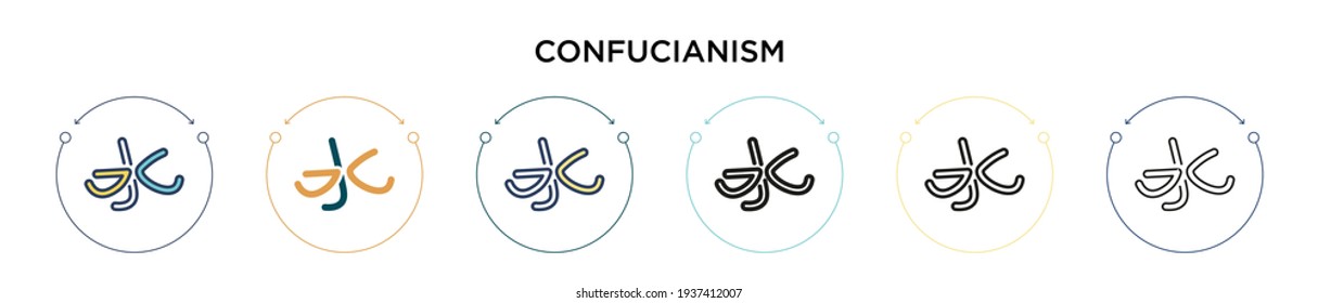 Confucianism icon in filled, thin line, outline and stroke style. Vector illustration of two colored and black confucianism vector icons designs can be used for mobile, ui, web