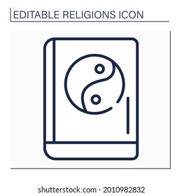 Confucianism line icon. Sacred texts. Book of Rites. Social norms of society, rites and court ceremonies. Religion concept. Isolated vector illustration. Editable stroke