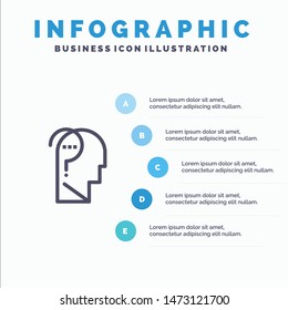 Confuse, Confuse Brain, Confuse Mind, Question Line icon with 5 steps presentation infographics Background
